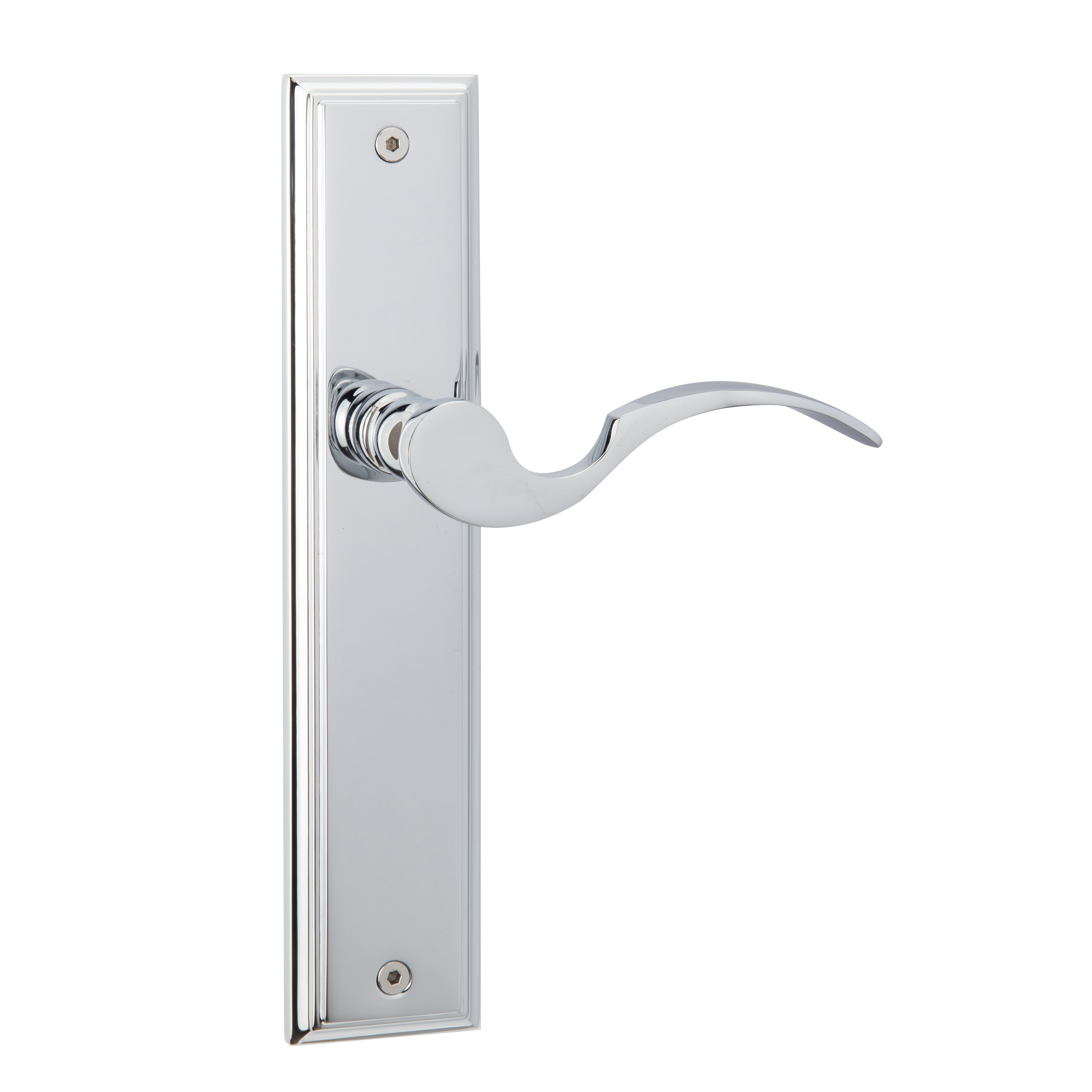 Flutto Door Lever on Long Plate-Riverstone Luxe